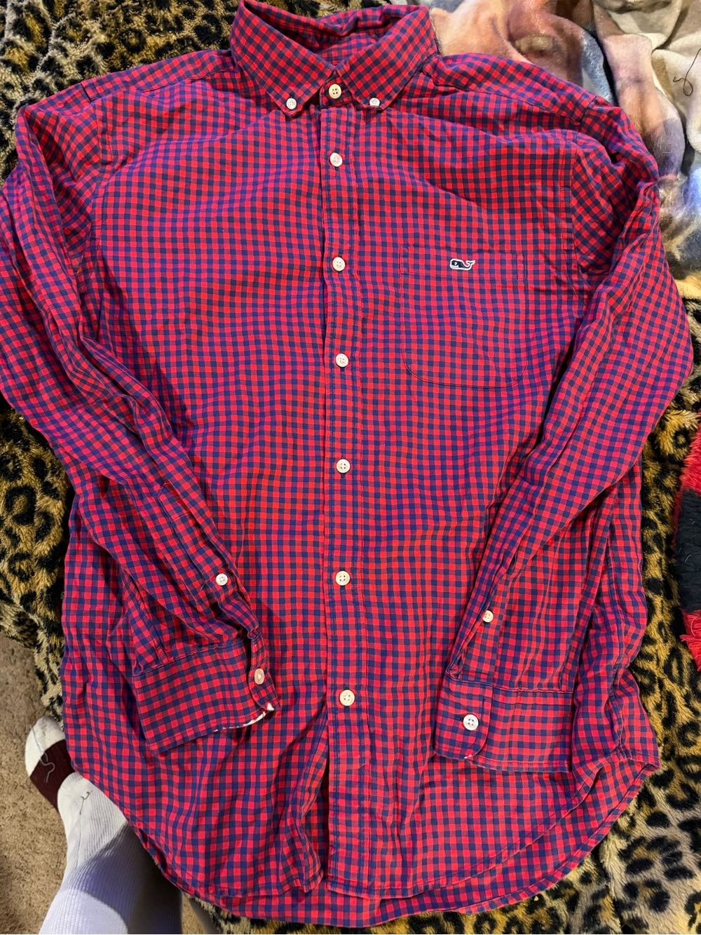 Vineyard Vines Red and Blue Gingham Button-Down Shirt